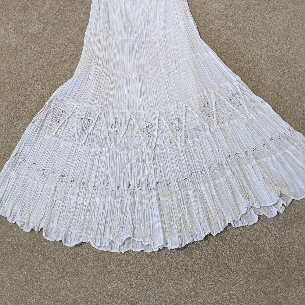 White Maxi Skirt with Sequin Details